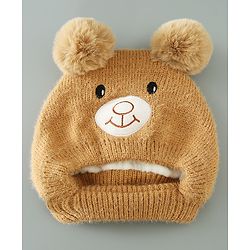 Babyhug Woollen Cap Bear Design - Brown