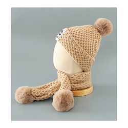 Babyhug Woolen Cap & Muffler Set Brown - Diameter 11.5 cm