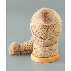 Babyhug Woolen Cap & Muffler Set Brown - Diameter 11.5 cm