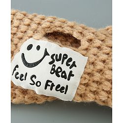 Babyhug Woolen Cap & Muffler Set Brown - Diameter 11.5 cm