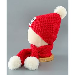 Babyhug Woolen Cap & Muffler Set Brown - Diameter 11.5 cm