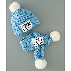 Babyhug Woolen Cap & Muffler Set Brown - Diameter 11.5 cm