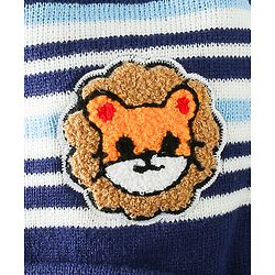 Babyhug Woollen Cap With Stripes & Lion Design - Multicolor
