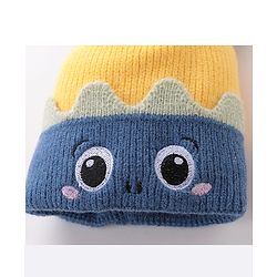 Babyhug Pom Pom Woolen Cap Cartoon Design - Blue & Yellow