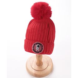 Babyhug Woollen Cap Red Small - Diameter 10 cm
