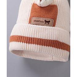 Babyhug Woolen Cap With Pom Pom Beige - Diameter 12.5 cm