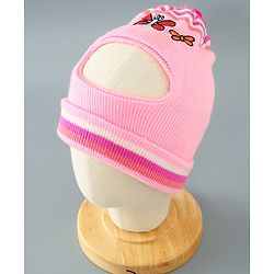 Babyhug Woollen Cap With Bee Design - Pink