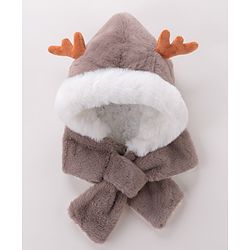 Babyhug Woollen Cap Reindeer Design - Grey