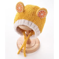 Babyhug Woollen Cap Orange Design - Yellow