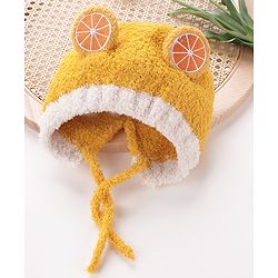 Babyhug Woollen Cap Orange Design - Yellow