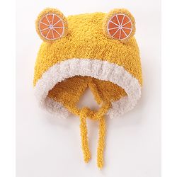 Babyhug Woollen Cap Orange Design - Yellow