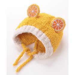 Babyhug Woollen Cap Orange Design - Yellow