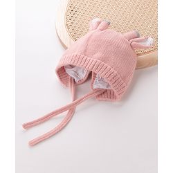 Babyhug Woollen Cap With Giraffe 3D Ear-  Pink
