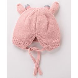 Babyhug Woollen Cap With Giraffe 3D Ear-  Pink