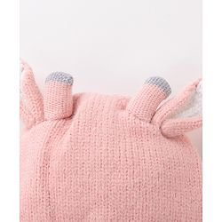 Babyhug Woollen Cap With Giraffe 3D Ear-  Pink