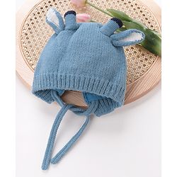 Babyhug Woollen Cap With Giraffe 3D Ear-  Blue