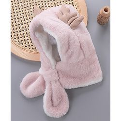Babyhug Woollen Cap With  Giraffe  Design - Pink