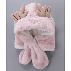 Babyhug Woollen Cap With  Giraffe  Design - Pink