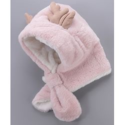 Babyhug Woollen Cap With  Giraffe  Design - Pink