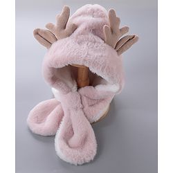 Babyhug Woollen Cap With  Giraffe  Design - Pink