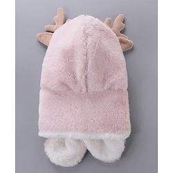 Babyhug Woollen Cap With  Giraffe  Design - Pink