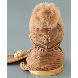 Babyhug Woolen Cap Gloves & Muffler Set - Brown