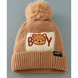 Babyhug Woolen Cap Gloves & Muffler Set - Brown