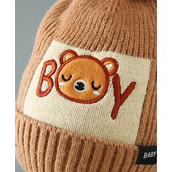 Babyhug Woolen Cap Gloves & Muffler Set - Brown