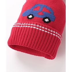 Babyhug Woolen Cap Gloves & Muffler Set - Red