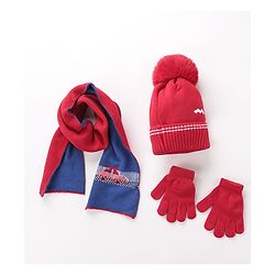 Babyhug Woolen Cap Gloves & Muffler Set - Red