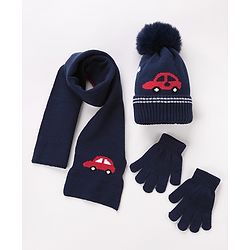 Babyhug Woolen Cap Gloves & Muffler Set - Red