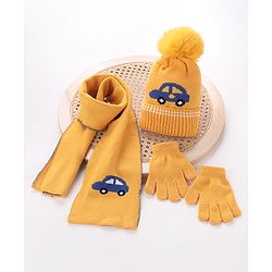 Babyhug Woolen Cap Gloves & Muffler Set - Red