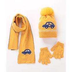 Babyhug Woolen Cap Gloves & Muffler Set - Red