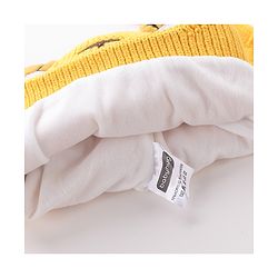 Babyhug Tiger Design Woollen Cap with Knot Medium Size - Yellow
