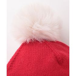 Babyhug Pom Pom Woolen Cap Muffler & Gloves Set Teddy Design - Red