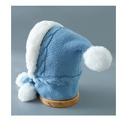 Babyhug Pom Pom Woollen Cap Small Size - Blue