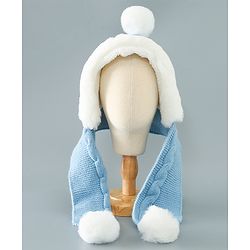 Babyhug Pom Pom Woollen Cap Small Size - Blue