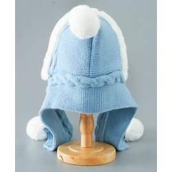 Babyhug Pom Pom Woollen Cap Small Size - Blue