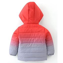 Babyhug Full Sleeves Woven Padded Hoodie Text Patch - Orange