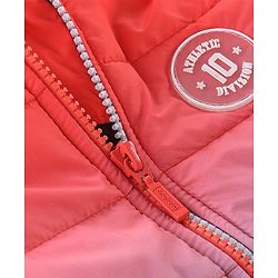 Babyhug Full Sleeves Woven Padded Hoodie Text Patch - Orange