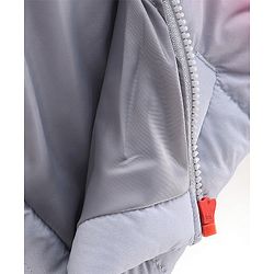 Babyhug Full Sleeves Woven Padded Hoodie Text Patch - Orange