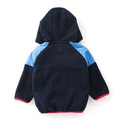 Babyhug Woven Full Sleeves Jacket with Hood Solid Colour - Navy Blue