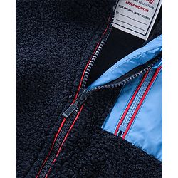 Babyhug Woven Full Sleeves Jacket with Hood Solid Colour - Navy Blue