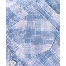 Babyhug 100% Cotton Woven Half Sleeves Checked Shirt with Text Print T-Shirt - Blue