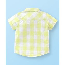 Babyhug Cotton Woven Half Sleeve Regular Collar One Pocket Checked Shirt with Solid Colour T-Shirt - Yellow