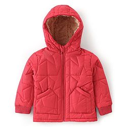 Babyhug Woven Full Sleeves Solid Color Hoodie - Red