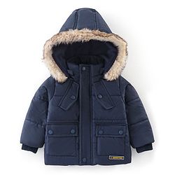 Babyhug Full Sleeves Hooded & Padded Jacket Solid- Navy Blue