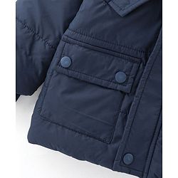 Babyhug Full Sleeves Hooded & Padded Jacket Solid- Navy Blue