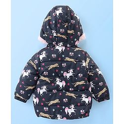 Babyhug Full Sleeves Hooded Fashion Winter Jacket Tiger Print - Blue