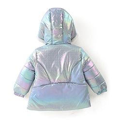 Babyhug Woven Full Sleeves Textured Jacket with Hood - Silver